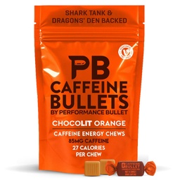 Koffein Bullet Energy Chews - Choklad Orange. 40 * 85mg - Snabbare Kick än piller, Gels och Gum. Sport Science för körning, cykel, spel och en Pre Workout Endurance Boost.