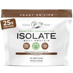 Muscle Feast Grass-Fed Whey Protein Isolate, All Natural Hormone Free Pasture Raised, Whey Isolate Protein Powder för män och kvinnor, Clean, Gluten-Free, Delicious Isolate Protein - Chocolate, 5lb