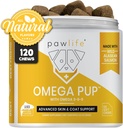 Dog Fish Oil Supplements - 120 Omega 3 Fish Oil Dog Vitaminer, Veterinär Formulerad Itching Relief för hundar, Natural Omega 3 Fish Oil för hundar, Dog Skin och Coat Supplement (Salmon smak)