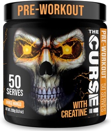 JNX SPORTS Förbannelsen! För träningspulver för män och kvinnor, koffein, beta-alanin, kreatin, L-citralin, 50 portioner, orange mango smak - öka energi, styrka och fokus