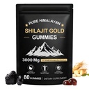 Shilajit Gummies, Pure Himalayan Shilajit Gummies Gold, No Added Sugar Non-GMO 100% Natural & Organic, Ashwagandha, Gokshura| Fulvic Acid & 85+ Trace Minerals för Män, Kvinnor | 60 Gummy
