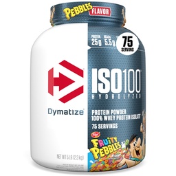 Dymatize x Fruity Pebbles ISO100 Whey Protein Powder Isolate, 25g Protein, 5,5 g BCAA, 120 Cal., Gluten Free, 1g Fat, 1g Sugar, 2g Carb (75 portioner)