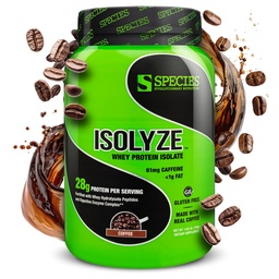Species Nutrition Isolyze Whey Protein Powder, 100% Whey Isolate för Muscle Building, 27.5g Protein Per Scoop, No Sugar & Low Fat (Coffee, 22 Servings)