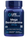 Life Extension Mega Benfotiamine, 250 mg, en fettlös form av tiamin, hälsosam metabolism, Ultra-bioavailable vitamin B1, hög styrka, glutenfri, icke-GMO, vegetarisk, 120 kapslar