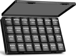 XL Large Weekly Pill Organizer 4 Times a Day, 7-Day Pill Boxes och Organizer AM PM, Big Compartments Pill Case, Monthly Medication Organizer 28 Days Dispenser för fiskoljor