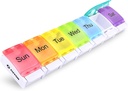 AUVON Weekly Pill Organizer Arthritis Friendly, BPA Free Travel 7 Day Pill Box Case med Spring Open Design och Large Compartment för att hålla vitaminer, Cod Liver Oil, kosttillskott och medicinering
