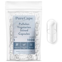 PureCaps USA - Empty Vegetarian Vegan Pullulan Pill Capsules Storlek 1 | 1000 Joined Pills | Clear | Icke-GMO Certified | SLS, Gluten, Konserveringsfri