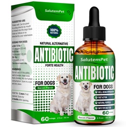 Naturliga antibiotika för hundar och valpar | Antibiotika för hundar av alla åldrar | växtbaserade ingredienser | Hjälper med allergier och UTI | för balanserad matsmältning | Gemensam vård | Bacon smak | 2 Oz