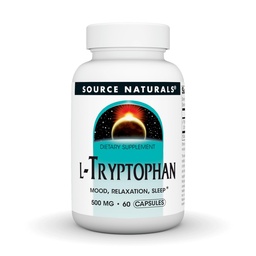 Källa Naturals L-Tryptophan, för humör, avkoppling och sömn *, 500 mg - 60 kapslar