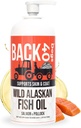 BACK 40 Dogs Wild Alaskan Fish Oil för hundar, hud och päls tillskott för hundar och katter, Omega-3-Rich Salmon och Pollock Oil, EPA & DHA Dog Salmon Oil för hjärna, hjärta och gemensamma 32 fl oz