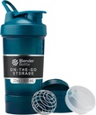 BlenderBottle Shaker Bottle med Pill Organizer och lagring för proteinpulver, Classic V2 ProStak System, 22-Ounce, Ocean Blue