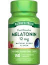 Nature's Truth Melatonin 12 mg | 150 Tablets | Quick Dissolve | Natural Berry Flavor | Vegan, Non-GMO & Gluten Free Supplement for Adults