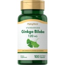 Piping Rock Ginkgo Biloba kosttillskott 120mg | 100 kapslar | Standardiserat extrakt | Non-GMO, Gluten Free