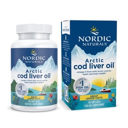 Nordic Naturals Arctic Cod Liver Oil, Lemon - 90 Soft Gels - 750 mg Total Omega-3s med EPA & DHA - Hjärt & Hälsa, Hälsosam immunitet, Total Wellness - Non-GMO - 30 portioner