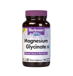 Bluebonnet Nutrition Magnesium Glycinate 400mg Maximum Absorption Mineral Complex stöder energiproduktion och enzymfunktion - Icke-GMO, Soy-Free, Gluten-Free - 120 Veggie Capsules