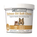 Vet Classics Salmon Oil Pet Supplement for Healthy Skin, Glossy Coats - Dog Coat Supplement, Cat Skin Supplement - Inkluderar Omega-3, 6, 9, Källa av DHA, EPA - Soft Chews 90 Ct.