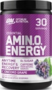 Optimum Nutrition Amino Energy - Pre Workout med grönt te, BCAA, Aminosyror, Keto Friendly, Green Coffee Extract, Energy Powder - Concord Grape, 30 portioner