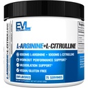Evlution Nutrition L-Arginine + L-Citrulline - Endurance + Workout Performance Supplement - 2000mg Complex - Vasodilation + Nitric Oxide Support - Vegan + Gluten Free Powder - 75 portioner
