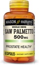 MASON NATURAL Saw Palmetto 500 mg, stöder prostata hälsa och urinfunktion, 60 kapslar