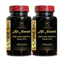 L-LYSINE Amino Supplements - Lysine Supplement Supports Healthy Lip och Oral Tissue, Amino Acid Lysine Hydrochloride, Nitrogen Balance - 2 flaskor 200 grejer