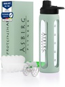 2.0 Fitness | Protein Shaker Made of Glass | Protein Shaker | Dricka flaska | med Spiral Ball | 24 oz (Pastel Green)