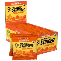 Honey Stinger Organic Orange Blossom Energy Chew, Gluten Free & Caffeine Free, för träning, körning och prestanda, sportnäring för hem och gym, Pre och Mid Workout, 12 Pack, 21.6 Ounce