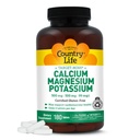 Country Life Target Mins - Calcium Magnesium Potassium Bone & Heart Health Supplement, 1000mg Calcium, 500mg Magnesium, Supports Calcium Utilization, 180 Tablets – Certified Gluten Free & Vegan