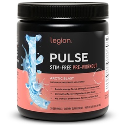 LEGION Pulse Pre Workout Supplement - All Natural Nitric Oxide Preworkout Drink för att öka energi, kreatinfri, naturligt sötad, Beta Alanine, Citrulline, Alpha GPC (Caffeine Free Arctic Blast)