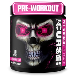 JNX SPORTS Förbannelsen! Pre Workout Powder för män och kvinnor, koffein, Beta-Alanine, Kreatin, L-Citrulline, 50 portioner, jordgubbssmak - Boost Energy, Strength & Focus