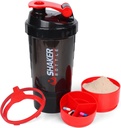 XTK Shaker Bottle 16OZ Protein Shaker Bottles med Mix Ball Portable Sports Water Bottle Leak Proof GYM Cup för proteinblandningar med lagring & Pill Organizer, idealisk för Pre Workout, BPA Free (Red)