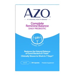 AZO Komplett Feminin Balance Daglig Probiotika för kvinnor, kliniskt bevisad för att hjälpa till att skydda vaginal hälsa, hjälper till att balansera pH och jäst, Non-GMO, 60 Count