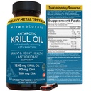 Viva Naturals Antarctic Krill Oil Omega 3 Supplements 1250 mg - DHA EPA Omega-3 & Astaxanthin Koncentration för gemensam hälsa, No Fish Burp - 60 Krill Oil Capsules