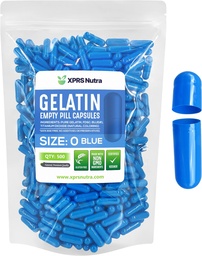 XPRS Nutra Size 0 Empty Capsules - 500 greve Empty Gelatin Capsules - Pills DIY Capsule Filling - Pure Bovine Pill Gel Caps for Do-It-Yourself Supplements (Blue)