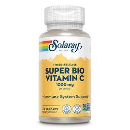 SOLARAY Super Bio Buffered Vitamin C 1000mg, Two-Stage, Timed Release Vitamin C med Bioflavonoids, Immune Support Supplement - Hög Absorption, Vegan, 60 Day Guarantee, 30 Servings, 60 VegCaps