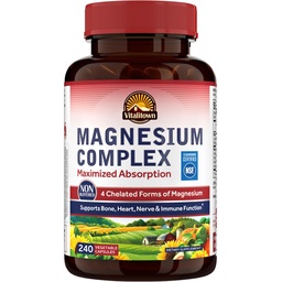 Vitalitown Magnesium Complex Supplement 500mg, Maximized Absorption, NSF Certified Chelated Magnesium Glycinate, Malate, Taurate & Citrate för sömn, energi och hjärta, Vegan, icke-GMO 240 Caps
