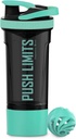 Artoid Mode 24-årig Protein Shaker Bottle, Dual Mixing Technology, BPA Free, Aqua Green / Black