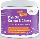 Omega 3 Fish Oil Chews för hundar - EPA & DHA för hud & Coat Health Plus Övergripande hälsa, Itch Relief, Joint & Mobility Support, CoQ10 & NMN - Naturligt Anti-Aging Supplement för hundar