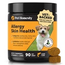 Allergy Skin Health - Allergy Itch Relief & Immune Support Chews with Fish Oil, Probiotics & Vitamin E - Hjälper till att minska Normal Shedding, Soothe Sensitive Skin & Digestive Health (Salmon Flavor, 90 Ct)