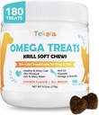 180 Chews Omega 3 för hundar och katter - med Krill - Hud och Coat Supplement - Torr & Itchy Skin Relief - Allergy Relief - Shiny Coats - No Shedding - EPA & DHA, Vitaminer och mineraler - Chicken Flavor