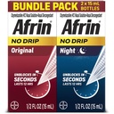 Afrin No Drip Original + Night Nasal Mist Bundle Pack, Non-Drowsy, Fast-Acting Decongestant for Nasal Congestion and Sinus Pressure Relief, Adults and Children 6 and Older, .5 fl oz (Pack of 2)