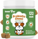 Inner Paw Probiotics for Dogs, Digestive Enzymes & Prebiotic Formula for Gut Health, Dog Probiotics for Diarrhea, Bowel & Immune Support, Chicken Flavor, 120 Soft Chews