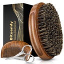 Beard Brush, Natural Boar Bristles Beard Brush for Men and Wooden Sandalwood Pocket Beard Comb Set, Facial Hair Grooming Kit with Mustache Scissors as a Styling Tool, Growth, Detangles, Shine