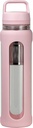 20oz Glas Vattenflaska med Silicone Sleeve, 600ml Mug med 2 Tier Lid (Wide Mouth och Small Mouth Straight Drinking) med Tea Leak Bottle - Gym Yoga Outdoor Activities (Pink)