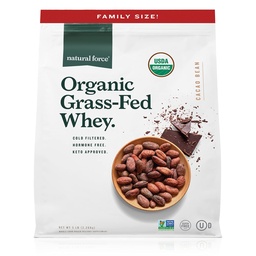 Natural Force Whey Protein Powder - Choklad, 5 lbs - Grass Fed Organic, Pure, Keto & Paleo Friendly, Low Carb, Kosher, Non GMO - Family Size A2 Protein