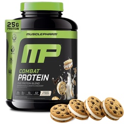 MusclePharm Combat Protein Powder, Cookies 'N' Cream Flavor, bränsle Muscles for Productive Workouts, 5 Protein Källor inklusive Whey Protein Isolate & Egg Albumin, Gluten Free, 4 lb, 52 portioner