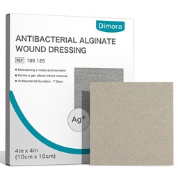 Dimora Upgrade Silver Calcium Alginate Wound Dressing -Antibacterial Non Stick Gauze, Högt Absorbent Sterile Bandage Pads, 4'' x 4''' Patches 5 Packs