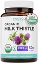 USDA Organic Milk Thistle Capsules - 80% Silymarin Supplement for Liver Support - Super Concentrated 300mg 30:1 Milk Thistle Extract Equivalent till 9,000mg - Milk Thistle Liver Detox 60 Day Supply