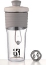 2nd Generation Shaker Bottle för protein med blandning boll - Perfekt för träning och utomhusbruk, 24-åringar Whey Protein Shaker med tydlig mätning (Gray)