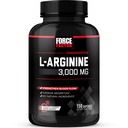 Force Factor L-Arginine Nitric Oxide Supplement med BioPerine för att hjälpa till att bygga muskler och stödja starkare blodflöde, cirkulation, näringsleverans och pumpar, L-arginin 3000mg, 3g, 150 kapslar
