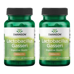 Swanson Lactobacillus Gasseri - Probiotisk tillskott som stöder Digestive Health med 3 miljarder CFU - Design-Release Satiety & Fat Metabolism Support - (60 Veggie Capsules) 2 flaskor